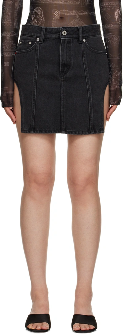 Heron Preston Denim Cutout Mini Skirt In Black
