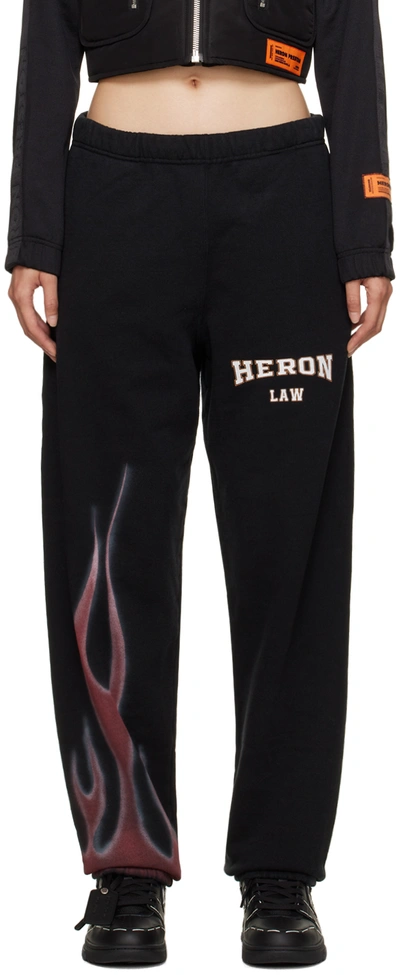 Heron Preston Black Heron Law Flames Lounge Pants In Black Red