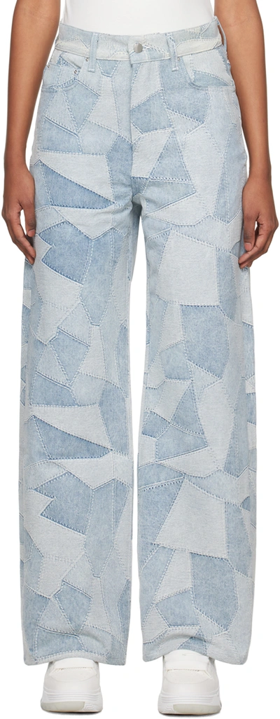 Amiri Blue Patchwork Jeans In Stone Indigo