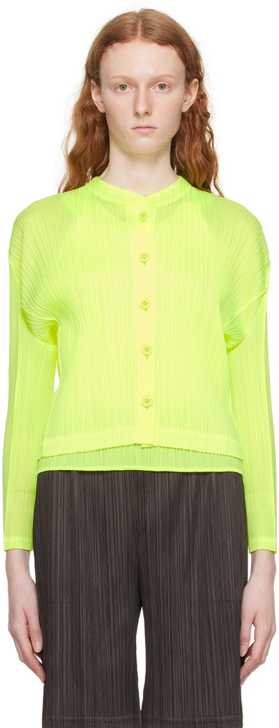 Issey Miyake Yellow Monthly Colors March Cardigan In 58 Neon Yellow
