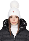 Moncler White Pom-pom Beanie In 034 White