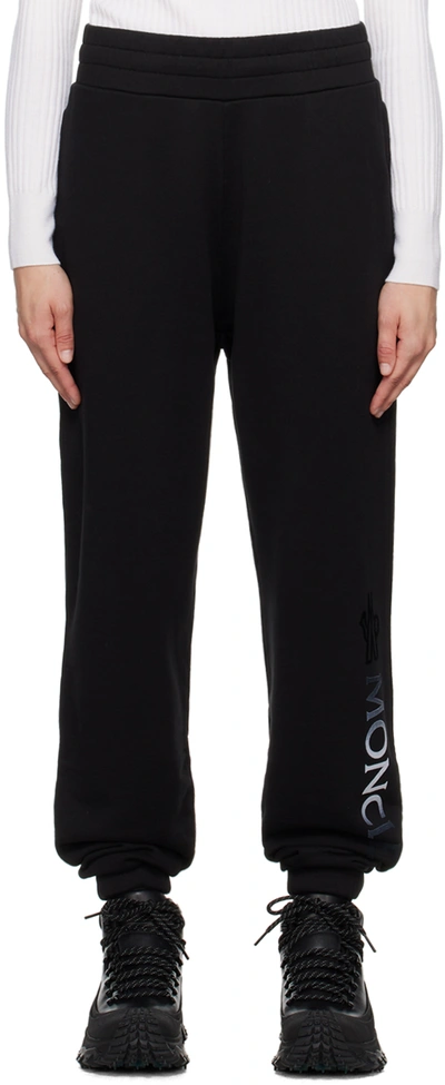 Moncler Black Flocked Lounge Pants In 999 Black