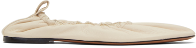 The Row Awar Leather Bow Ballerina Flats In Ivory