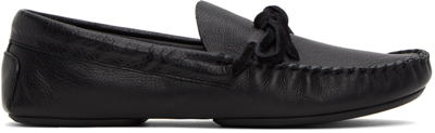 The Row Lucca Calfskin Mocassin Loafers In Schwarz