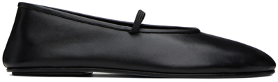 The Row 10mm Elastic Ballet Leather Flats In Black
