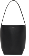 The Row Small Lux Grain Park Leather Tote Bag In Black