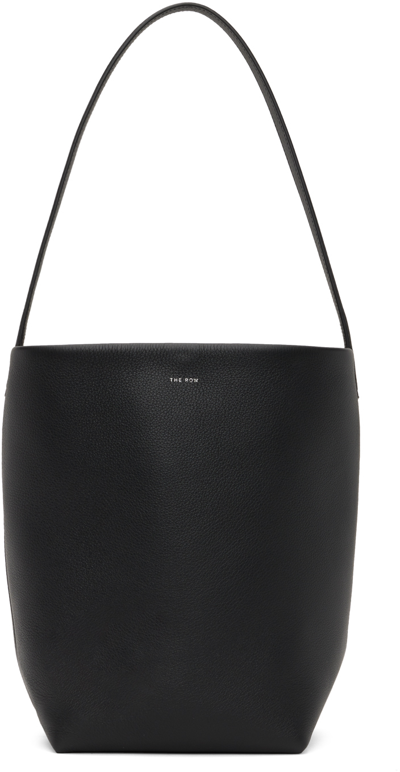 The Row Small Lux Grain Park Leather Tote Bag In Blk Black