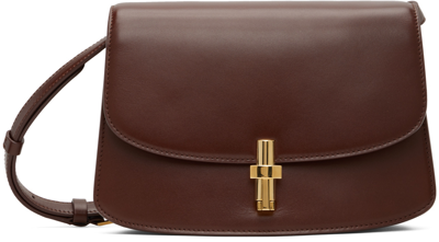The Row Sofa Leather Cross-body Bag In Dark Chocolate Ang/ans
