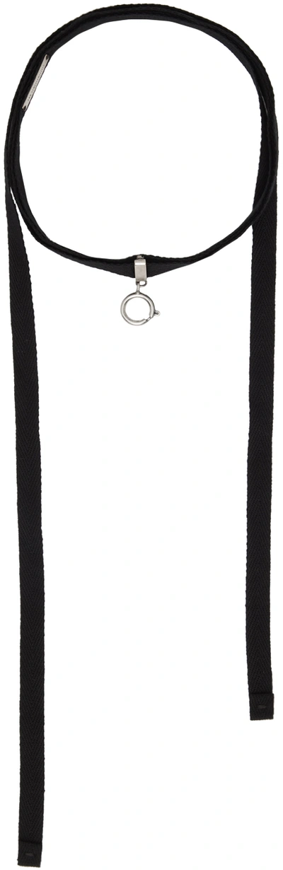 Ann Demeulemeester Black Mini Scarf Necklace In 071 America Silver