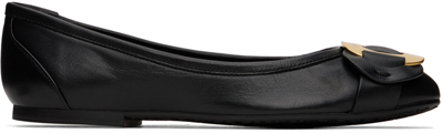 See By Chloé Black Chany Ballerina Flats In 999 Black/shiny Gold