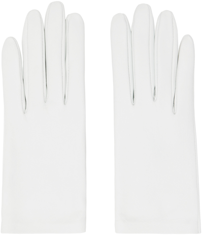 The Row Lorella Leather Gloves In Off-white