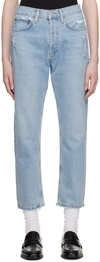 Agolde Blue Parka Straight-leg Cropped Jeans In Swapmeet