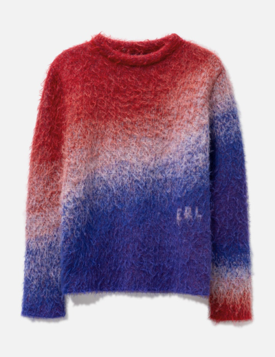 Erl Unisex Degrade Vneck Sweater Knit In Blue
