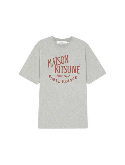 Maison Kitsuné Logo-print Cotton-jersey T-shirt In Grey