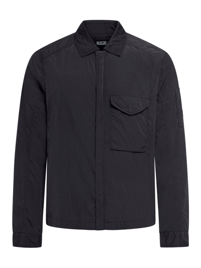 C.p. Company Zipped Overshirt In Black