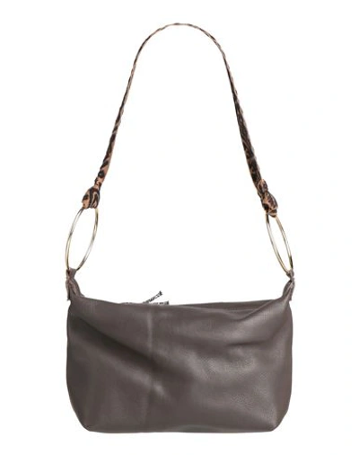 Anita Bilardi Woman Shoulder Bag Dark Brown Size - Bovine Leather, Cotton, Polyester