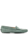 TOD'S GREEN GOMMINO DRIVING SUEDE LOAFERS,XXW00G000105CF20062321