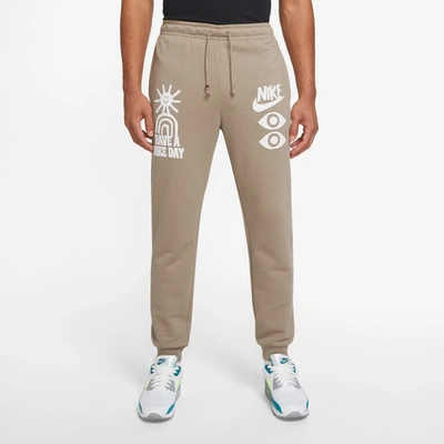 Nike Mens  Hbr Fleece Tech Pants In Khaki/white