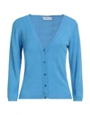 Pianurastudio Woman Cardigan Azure Size L Viscose, Acrylic, Elastane In Blue