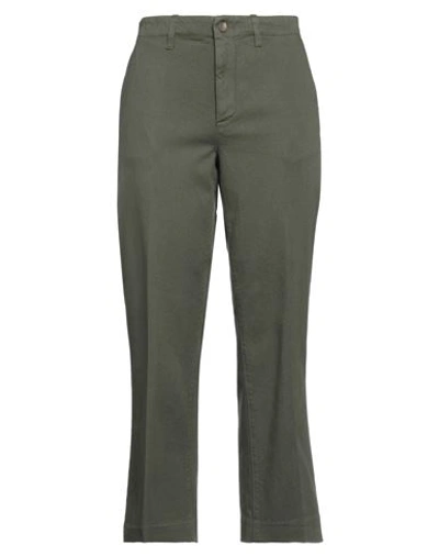 KILTIE KILTIE WOMAN PANTS MILITARY GREEN SIZE 10 COTTON, ELASTANE