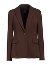 Pinko Woman Blazer Dark Brown Size 6 Viscose, Polyamide, Elastane, Acetate, Polyester