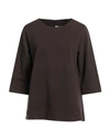Rossopuro Woman Sweatshirt Dark Brown Size M Cotton, Elastane