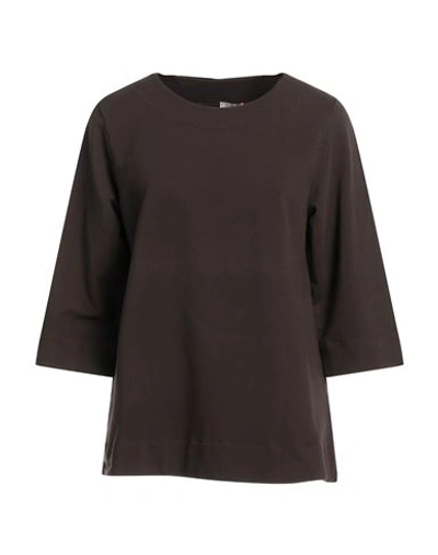 Rossopuro Woman Sweatshirt Dark Brown Size M Cotton, Elastane In Brown