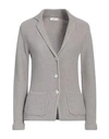 Panicale Woman Blazer Grey Size 10 Merino Wool, Silk, Cashmere