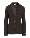 Panicale Woman Blazer Dark Brown Size 10 Merino Wool, Silk, Cashmere