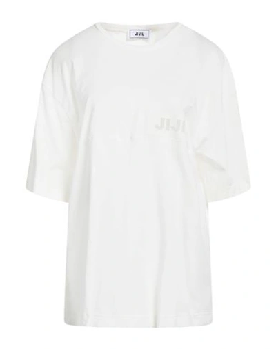 Jijil Woman T-shirt Cream Size 10 Cotton In White