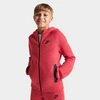 Nike Kids'  Boys' Sportswear Tech Fleece Full-zip Hoodie In Light University Red Heather/black/black