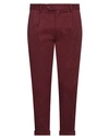 Paul Miranda Man Pants Burgundy Size 34 Cotton, Elastane In Red