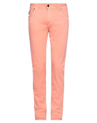 Tramarossa Man Denim Pants Salmon Pink Size 33 Cotton, Polyester, Elastane