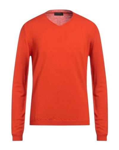 Lucques Man Sweater Orange Size 40 Merino Wool