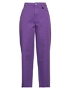 GAELLE PARIS GAËLLE PARIS WOMAN JEANS PURPLE SIZE 30 COTTON