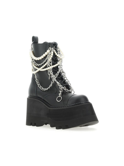 Junya Watanabe Pearl Chain Platform Boots In Black