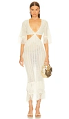 Michael Costello X Revolve Hanley Fringe Maxi Knit Dress In Ivory