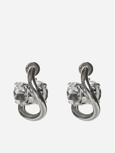 Marni Embellished Hoop Earrings In Silver
