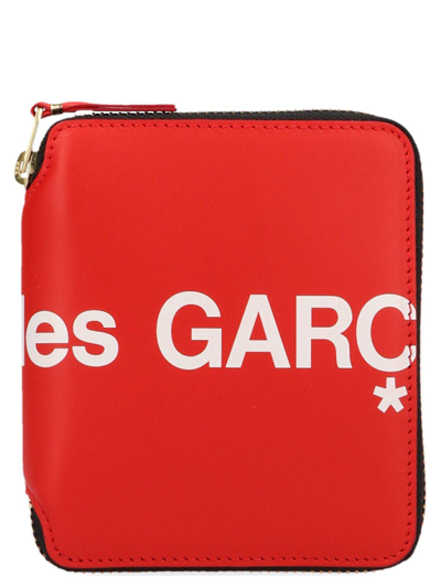 Comme Des Garçons Shirt Logo Print Zipped Wallet In Red