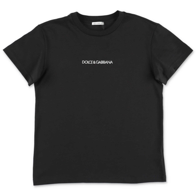 Dolce & Gabbana Kids' Logo棉质t恤 In Black