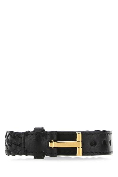 Tom Ford Black Leather Bracelet In Nero