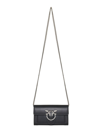 Pinko Love Mini Icon Chain Crossbody Bag In Black