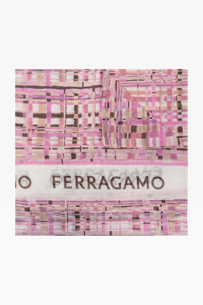 Ferragamo Checked Scarf In Pink