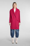 Isabel Marant Pink Oversized Double-breasted Coat In Wool Blend In Fuxia