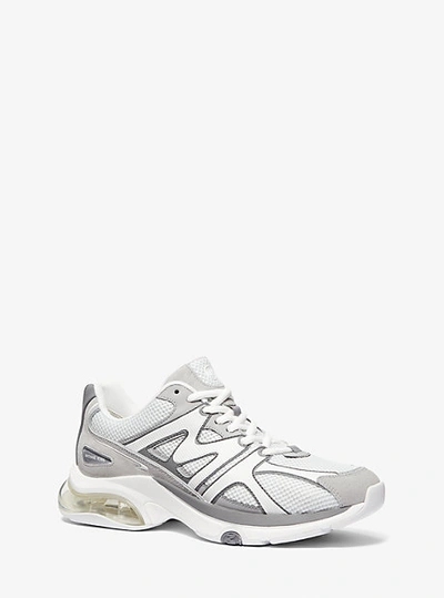 Michael Kors Kit Extreme Mesh And Faux Suede Trainer In Grey