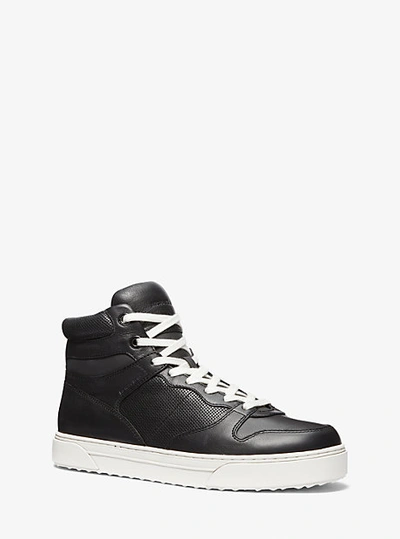 Michael Kors Barett Leather High-top Trainer In Black