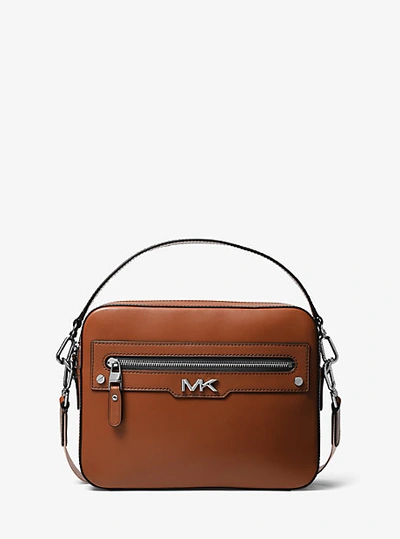 Michael Kors Varick Leather Camera Bag In Brown