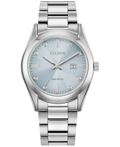 Citizen Eco-drive Women's Sport Luxury Diamond Accent Stainless Steel Bracelet Watch 33mm In Silver-tone