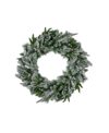 Northlight Pre-lit Flocked Rosemary Emerald Angel Pine Artificial Christmas Wreath In Green