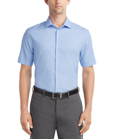 Van Heusen Men's Slim-fit Flex Collar Short-sleeve Dress Shirt In French Blue